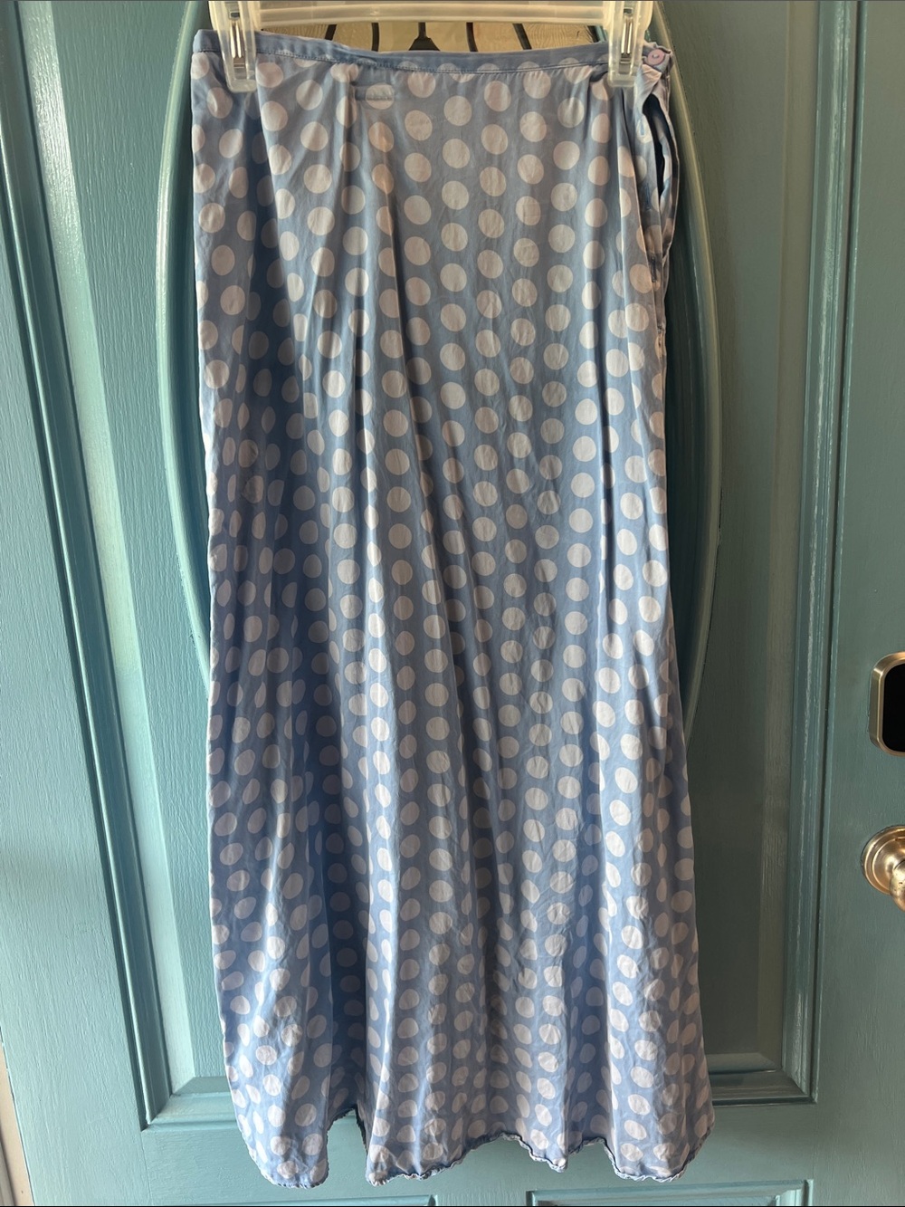 Light Blue Polka Dot Maxi Skirt - Limited - size 8 - silky